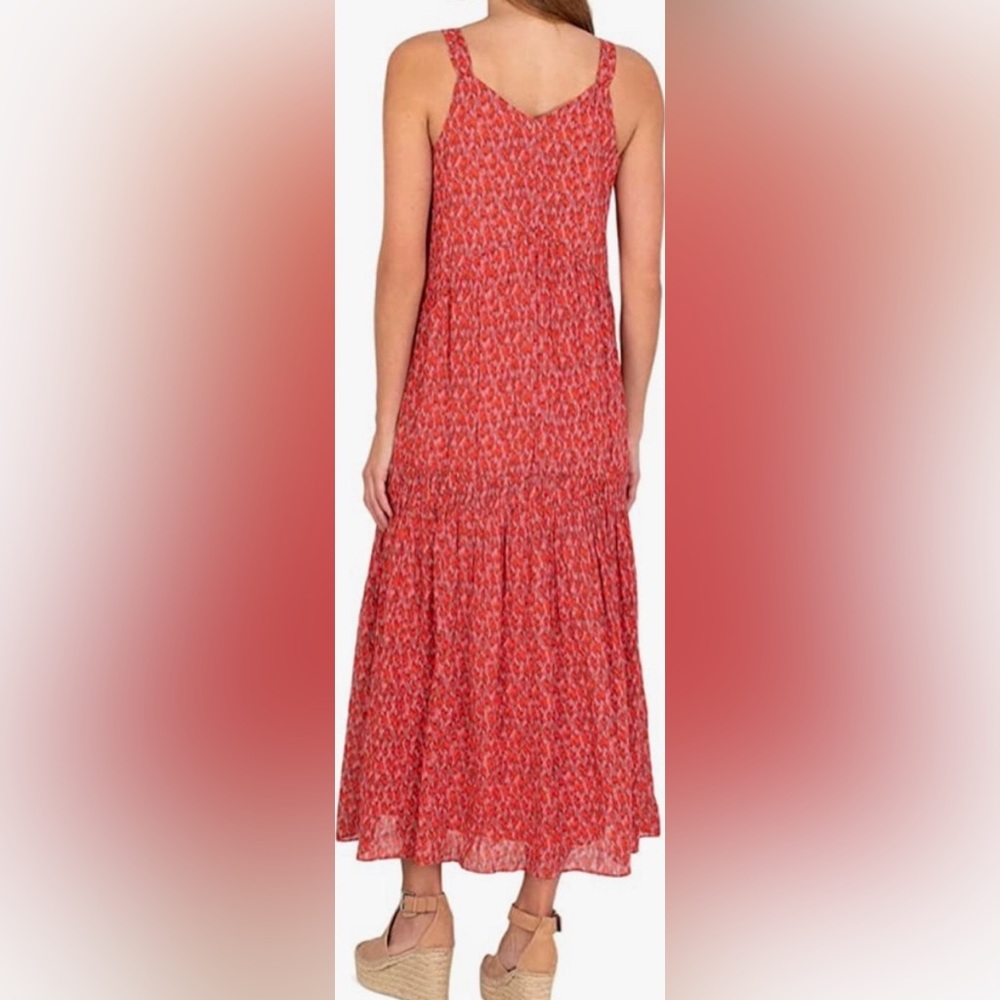Joie Cotton Maxi Dress Tea Rose Size Medium V-Neck Summer Dress - Picture 2 of 7